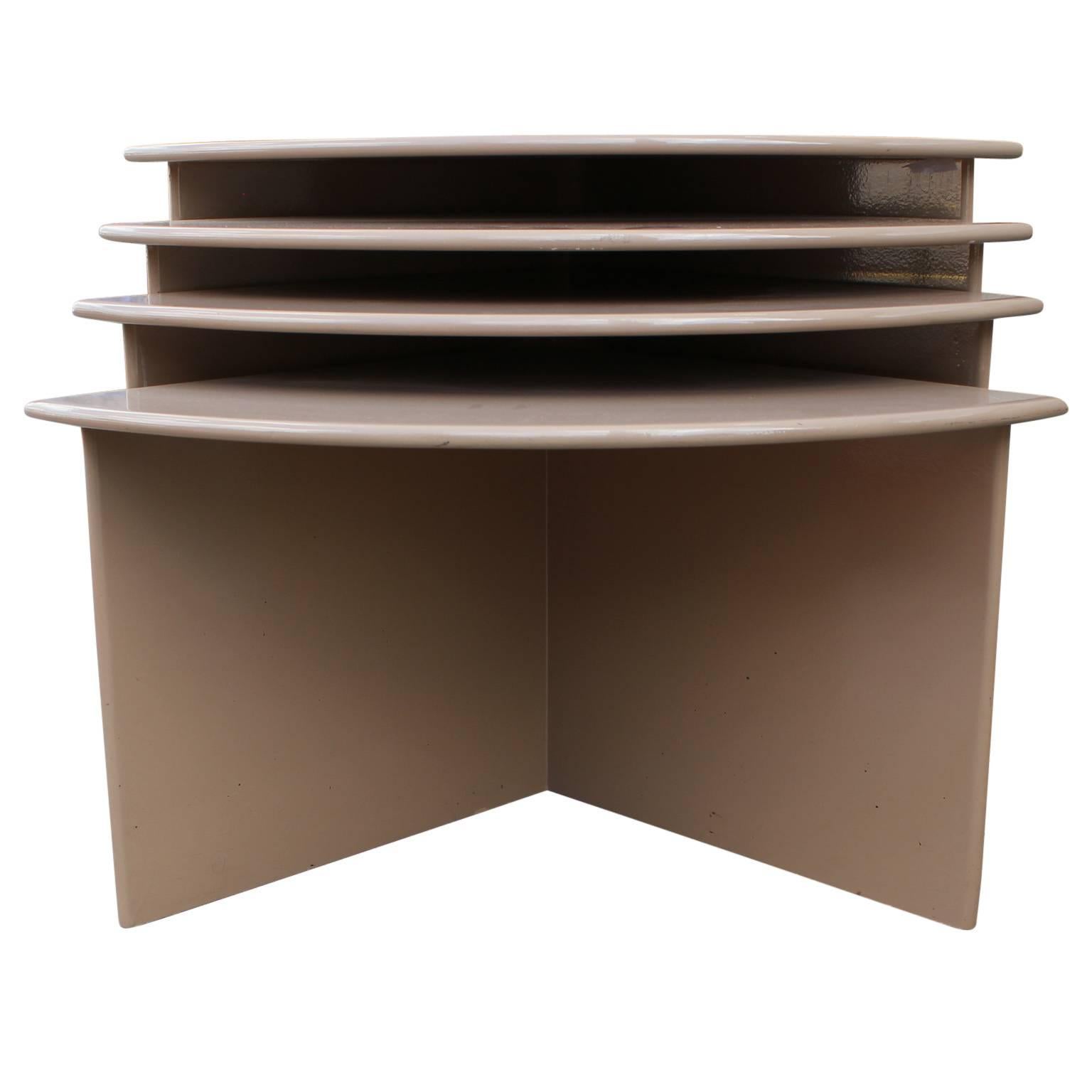 Set of Four Nude Modern Lacquer Nesting / Stacking Tables In Excellent Condition In Houston, TX