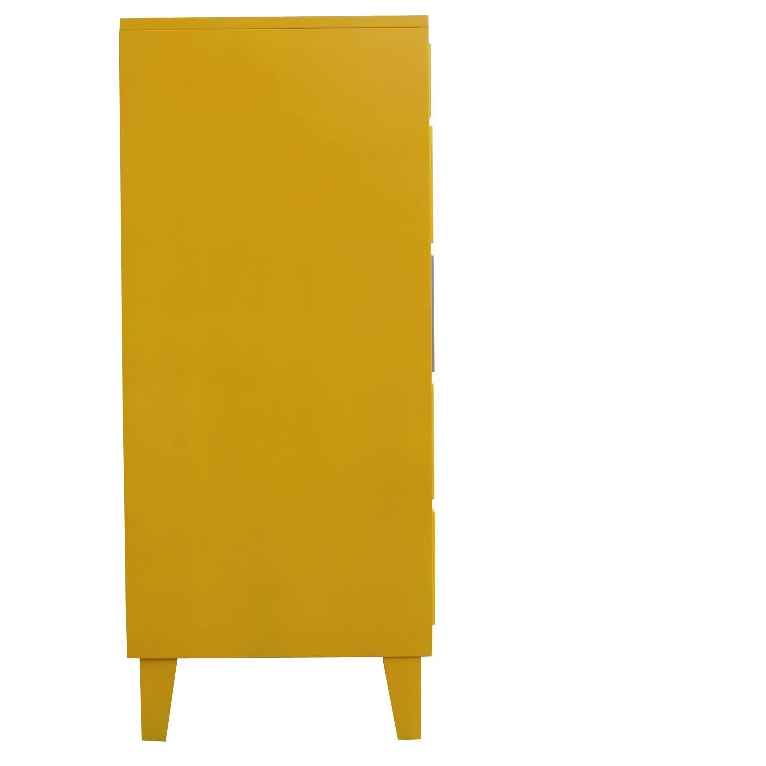 Mid-Century Modern Modern Clean Lined Six-Drawer Dresser or Chest in Yellow and Grey