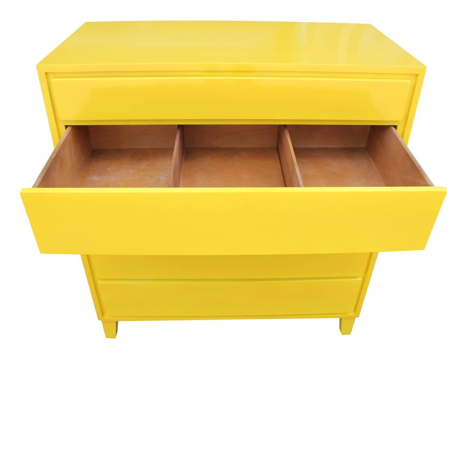 Modern Clean Lined Six-Drawer Dresser or Chest in Yellow and Grey In Excellent Condition In Houston, TX