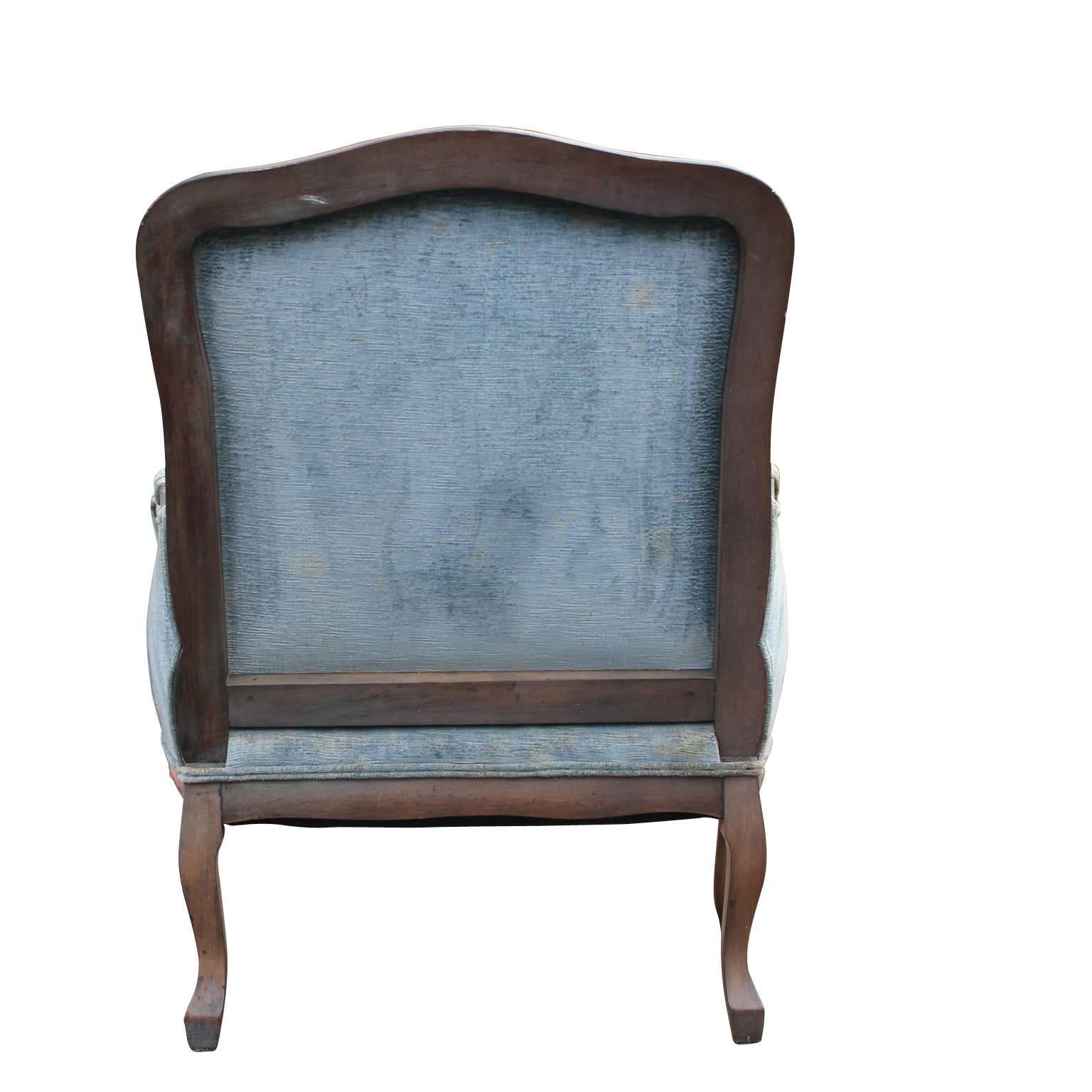 American Pair of French Louis XV Style Grey Stained Lounge Chairs Meyer Gunther Martini