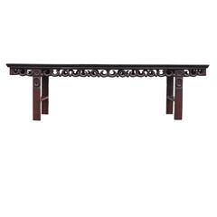 Mahogany Chinese Carved Bench or Console Table