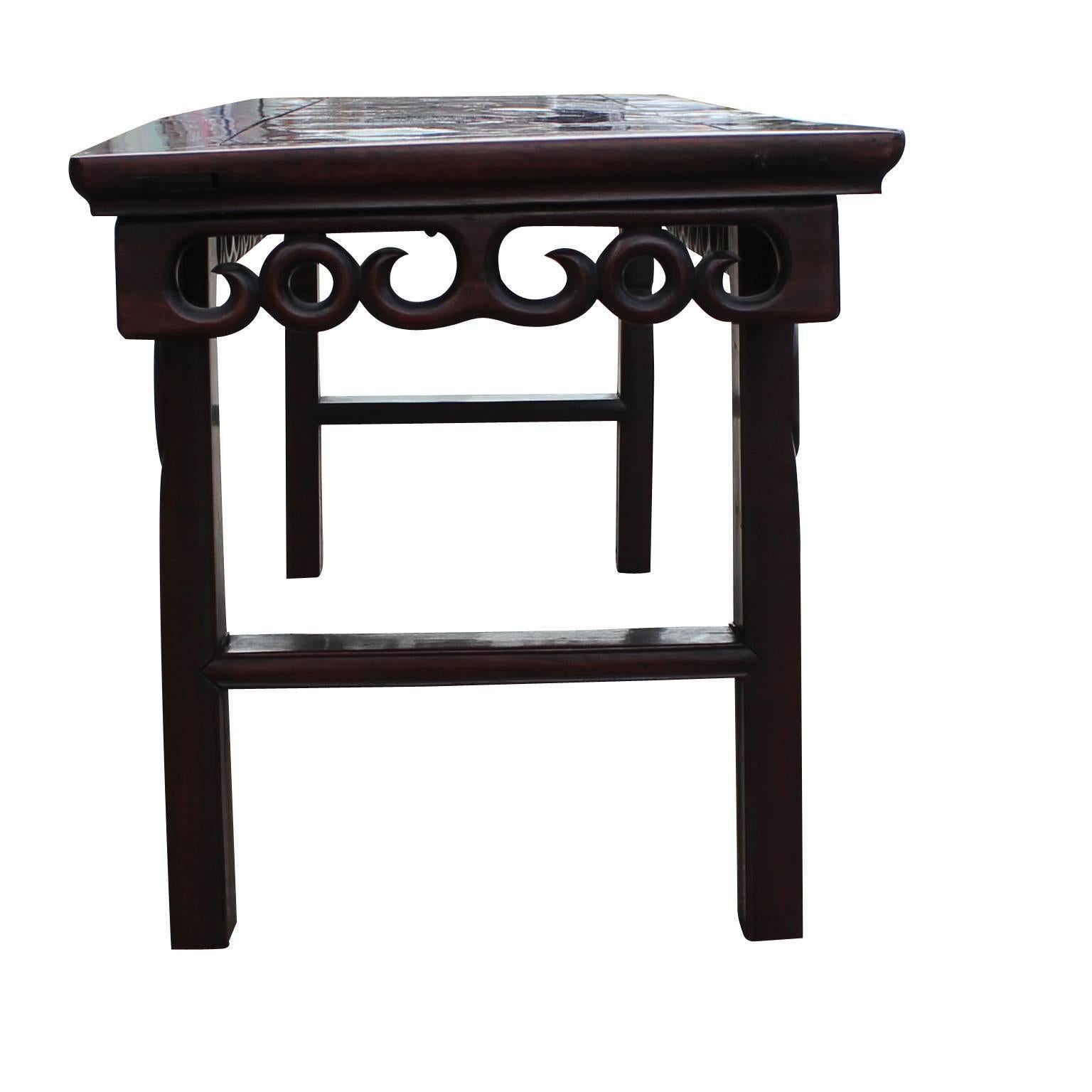 Mahogany Chinese Carved Bench or Console Table 1