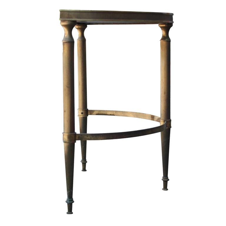 Modern French Brass Demilune Side Table with Vintage Half Moon Mirror Top at 1stDibs brass
