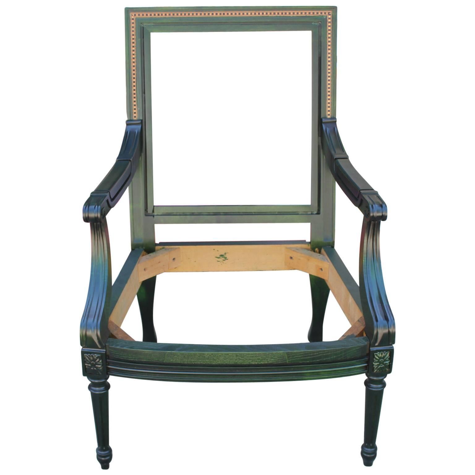 French Aniline Dyed Emerald Green Lounge Chair, COM In Excellent Condition In Houston, TX