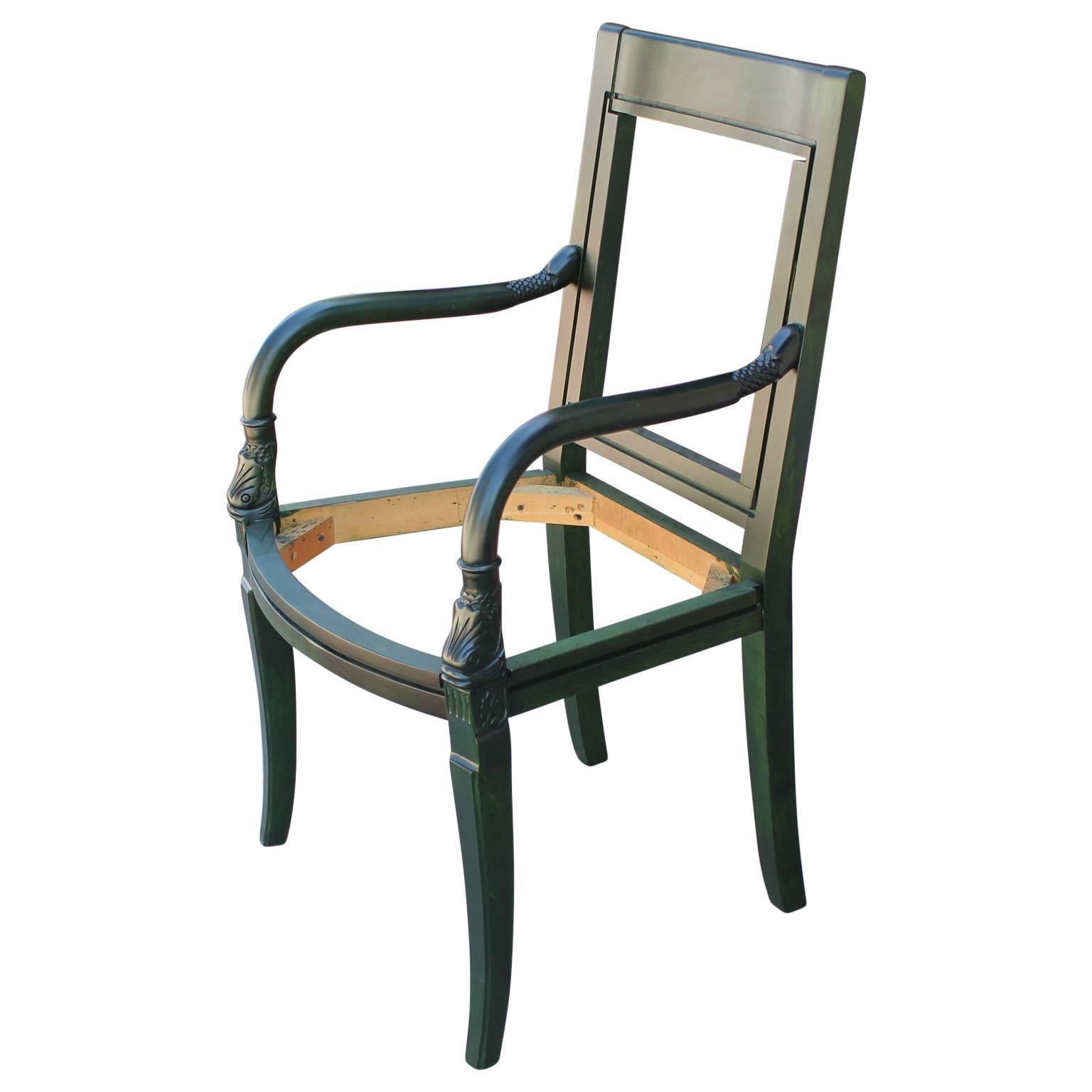 Hollywood Regency French Aniline Dyed Emerald Green Lounge Chair Com