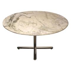 Modern Round Marble and Chrome Dining Table in the Style of Nikos Zografos