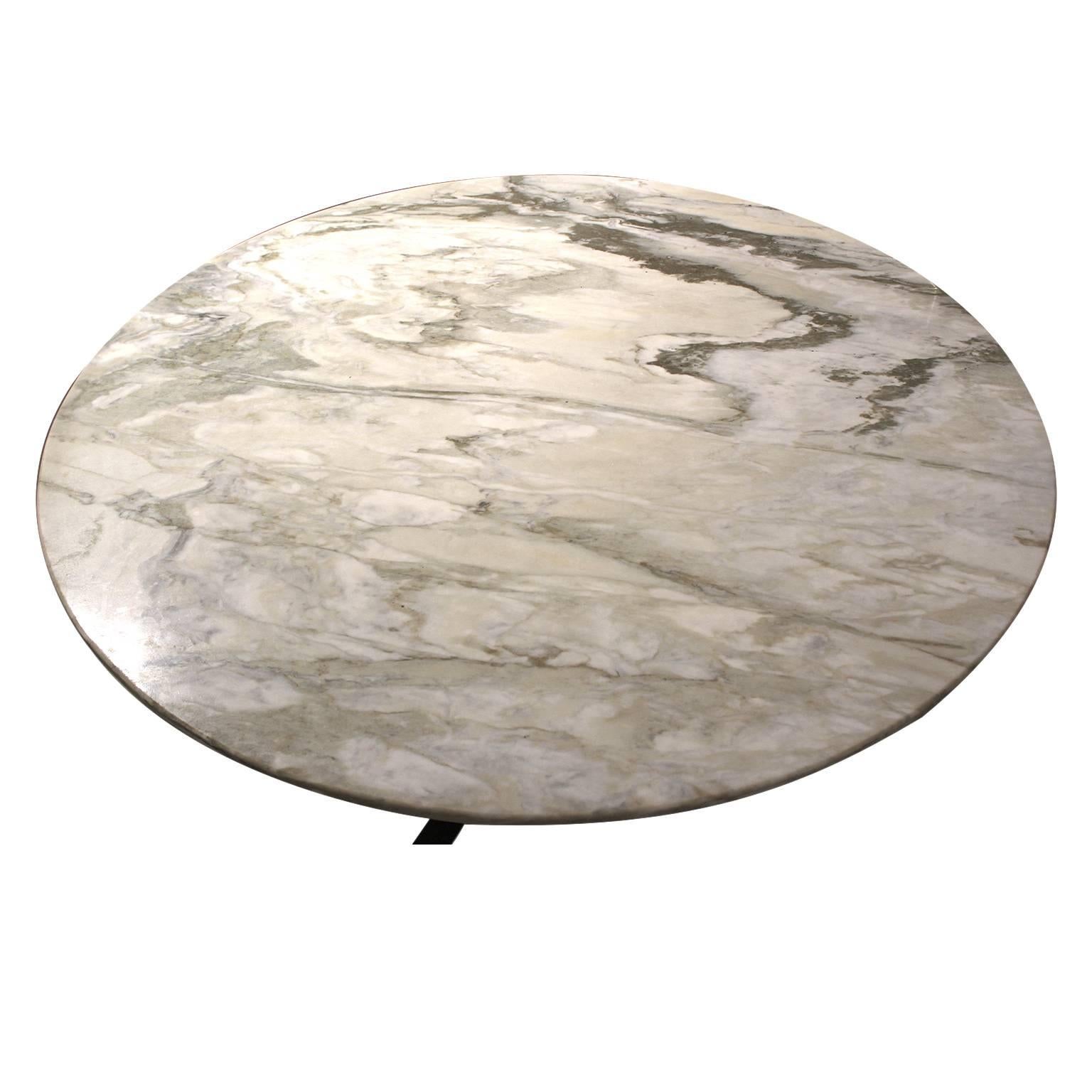 Mid-Century Modern Modern Round Marble and Chrome Dining Table in the Style of Nikos Zografos