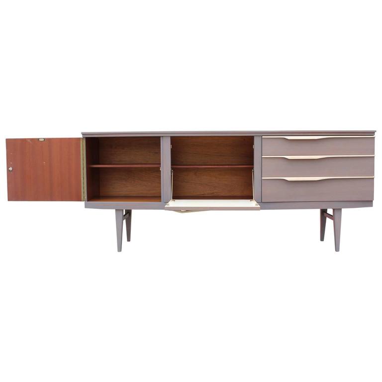 Modern Light Grey Credenza with Bleached Wood Accents For Sale at 1stdibs