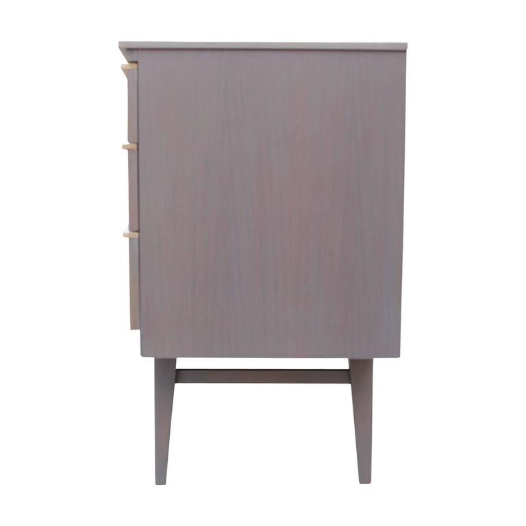 Modern Light Grey Credenza with Bleached Wood Accents For Sale at 1stdibs