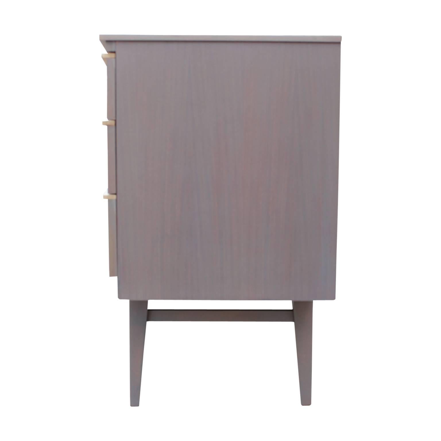 Mid-20th Century Modern Light Grey Credenza / Sideboard with Bleached Wood Accents