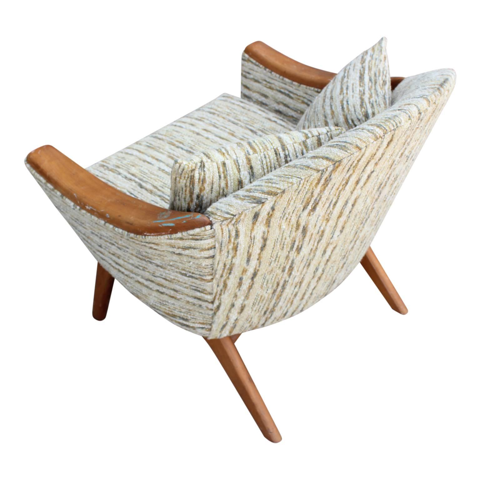 American Modern Adrian Pearsall Lounge Chair in Original Tweed Fabric