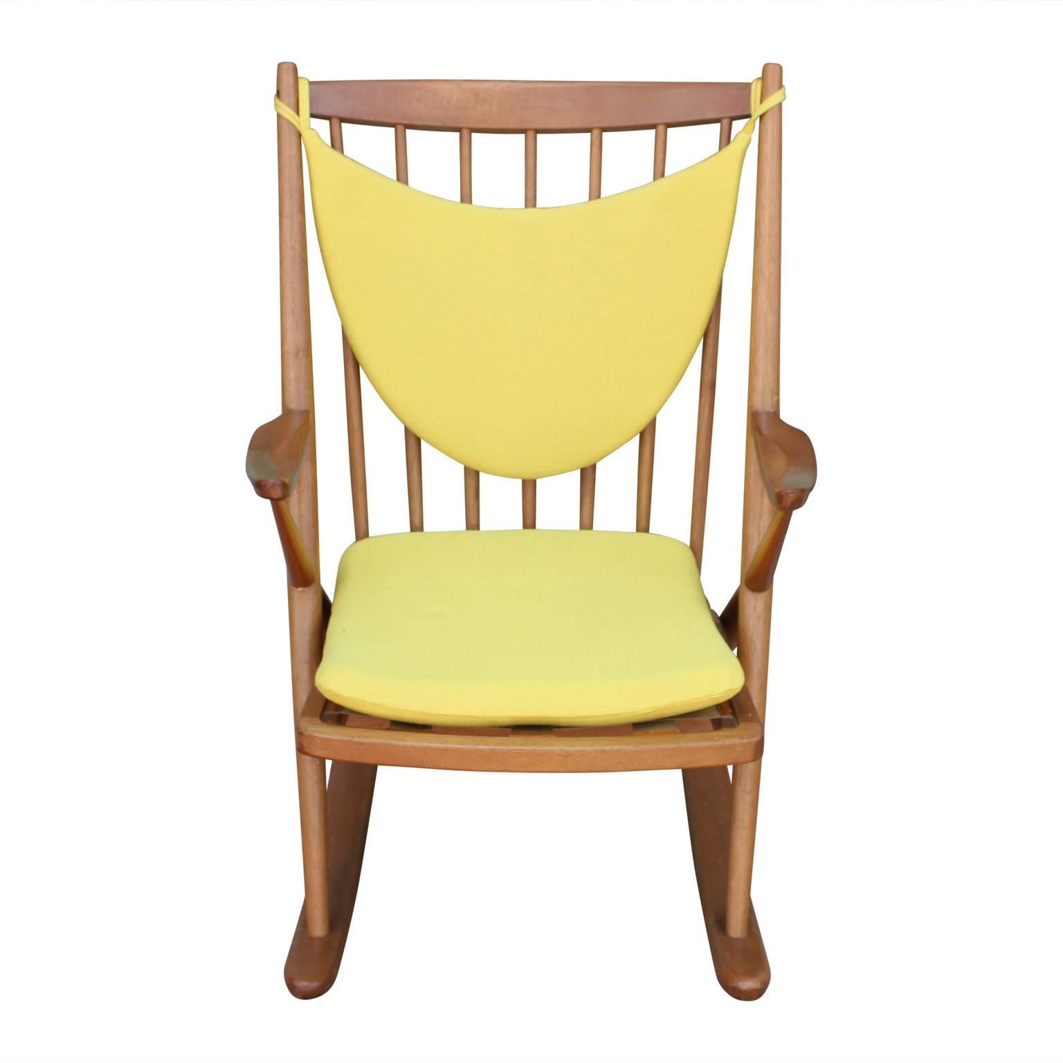 Mid-Century Modern Modern Frank Reenskaug for Brahmin Mobler Danish Rocking Chair in Yellow