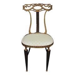 French or Italian Guilt and Iron Neoclassical Directoire Klismos Side Chair