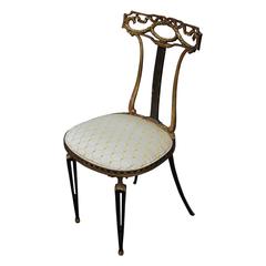 French or Italian Guilt and Iron Neoclassical Directoire Klismos Side Chair