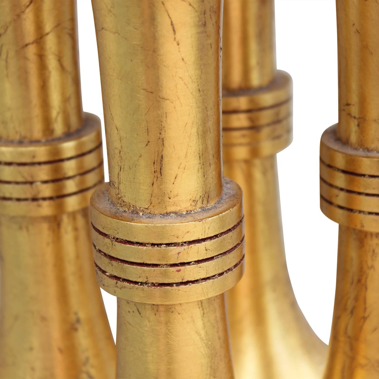 Modern Hollywood Regency Gold Leaf Round Side Table 1