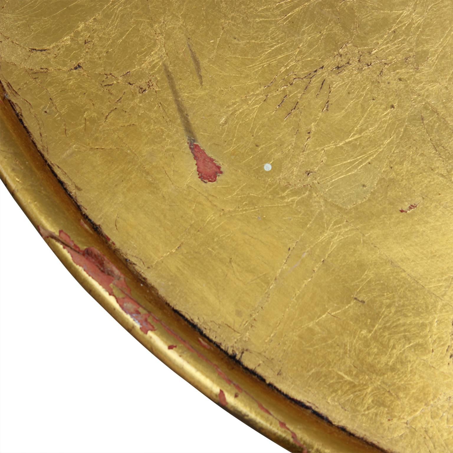 Modern Hollywood Regency Gold Leaf Round Side Table 2