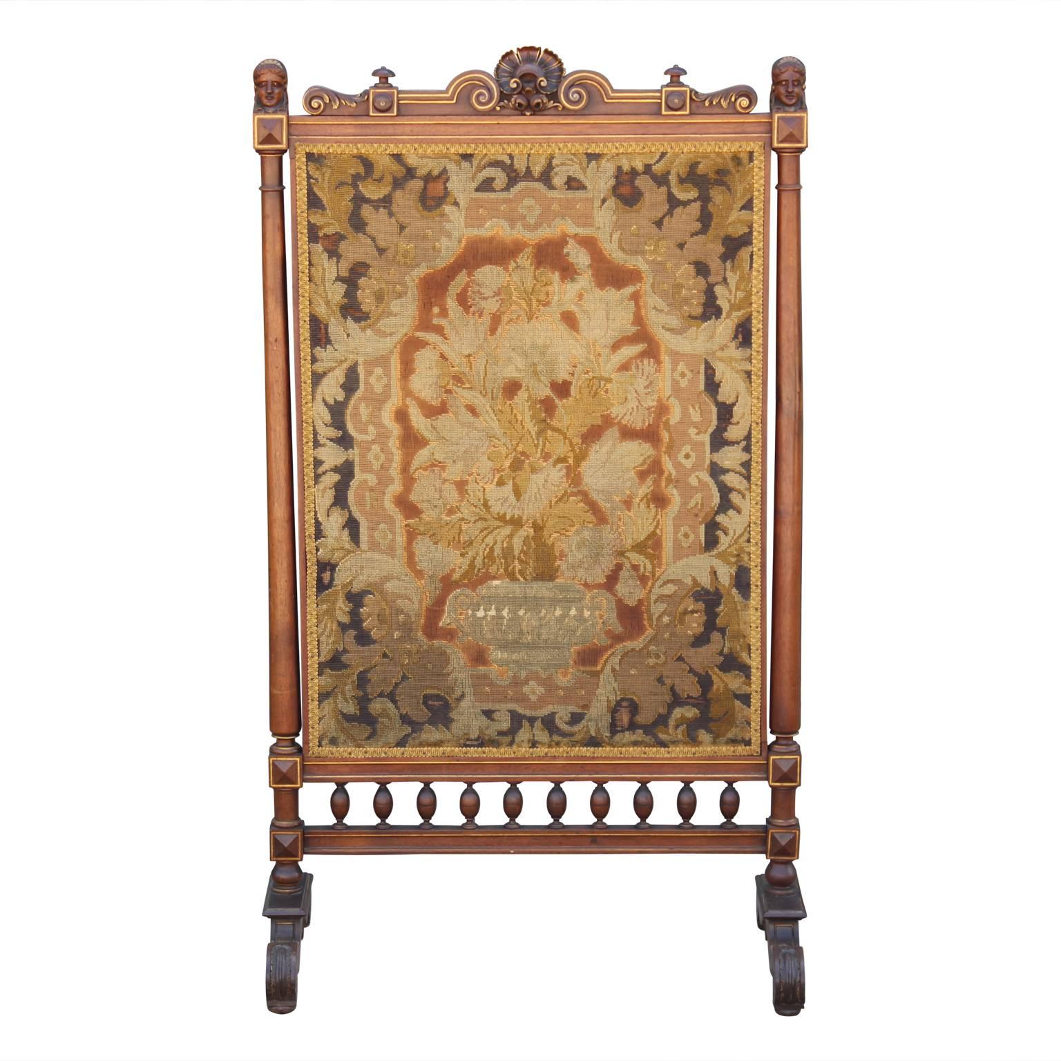Turn of the century antique French tapestry fireplace screen.