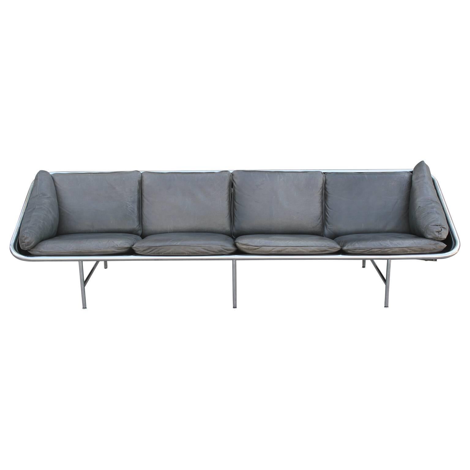 Mid-20th Century Modern George Nelson for Herman Miller IBM Chrome and Leather Sling Sofa