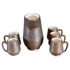 Pitcher and Five Cup Set by Clewell Pottery