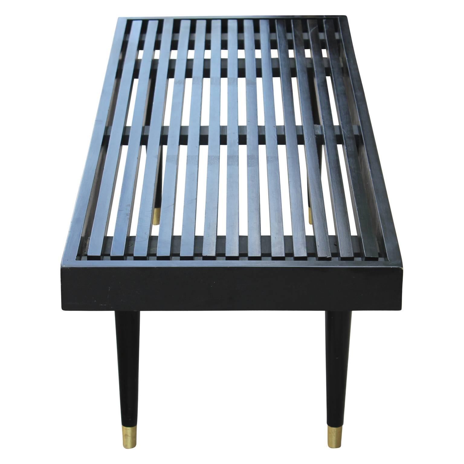 black slatted bench