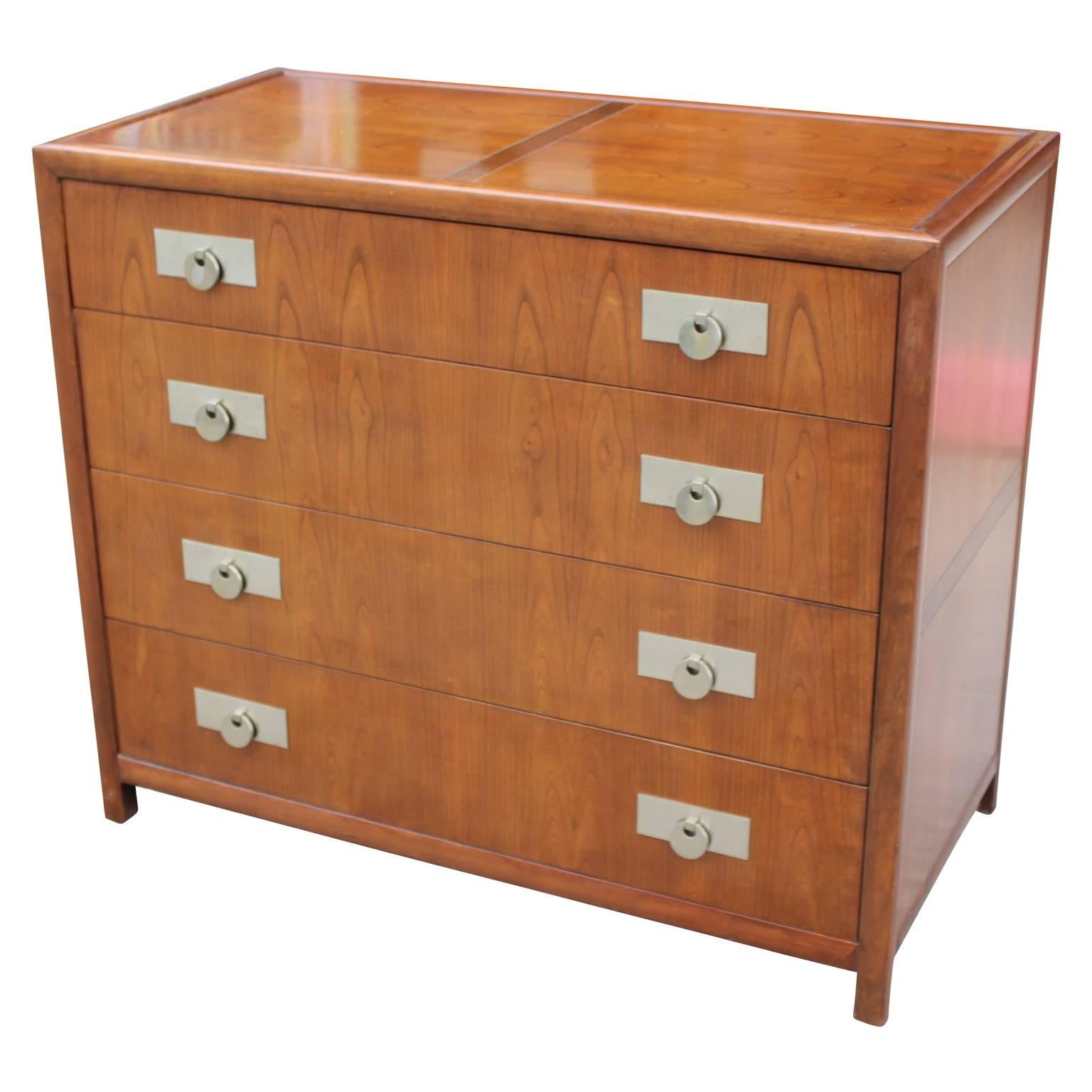 Mid-Century Modern Modern Michael Taylor for Baker Furniture Four-Drawer Walnut Chest or Dresser