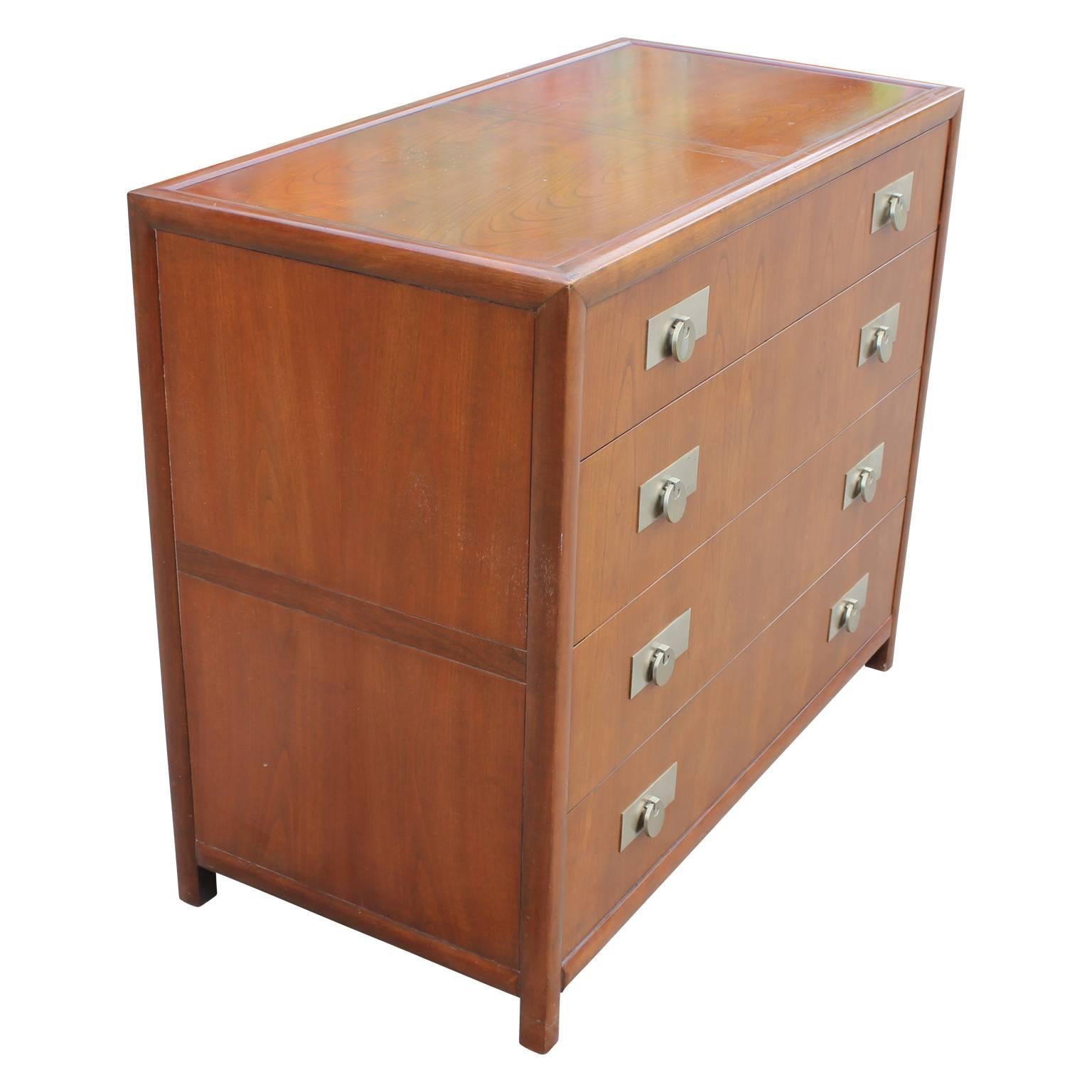 American Modern Michael Taylor for Baker Furniture Four-Drawer Walnut Chest or Dresser