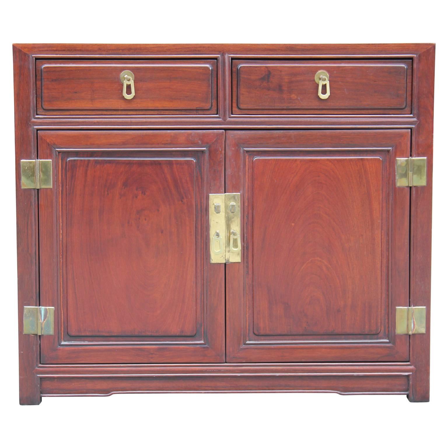 Modern Small Mahogany Cabinet / Chest with Brass Hardware Henredon Style