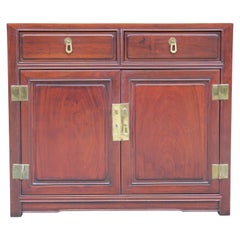 Modern Small Mahogany Cabinet / Chest with Brass Hardware Henredon Style