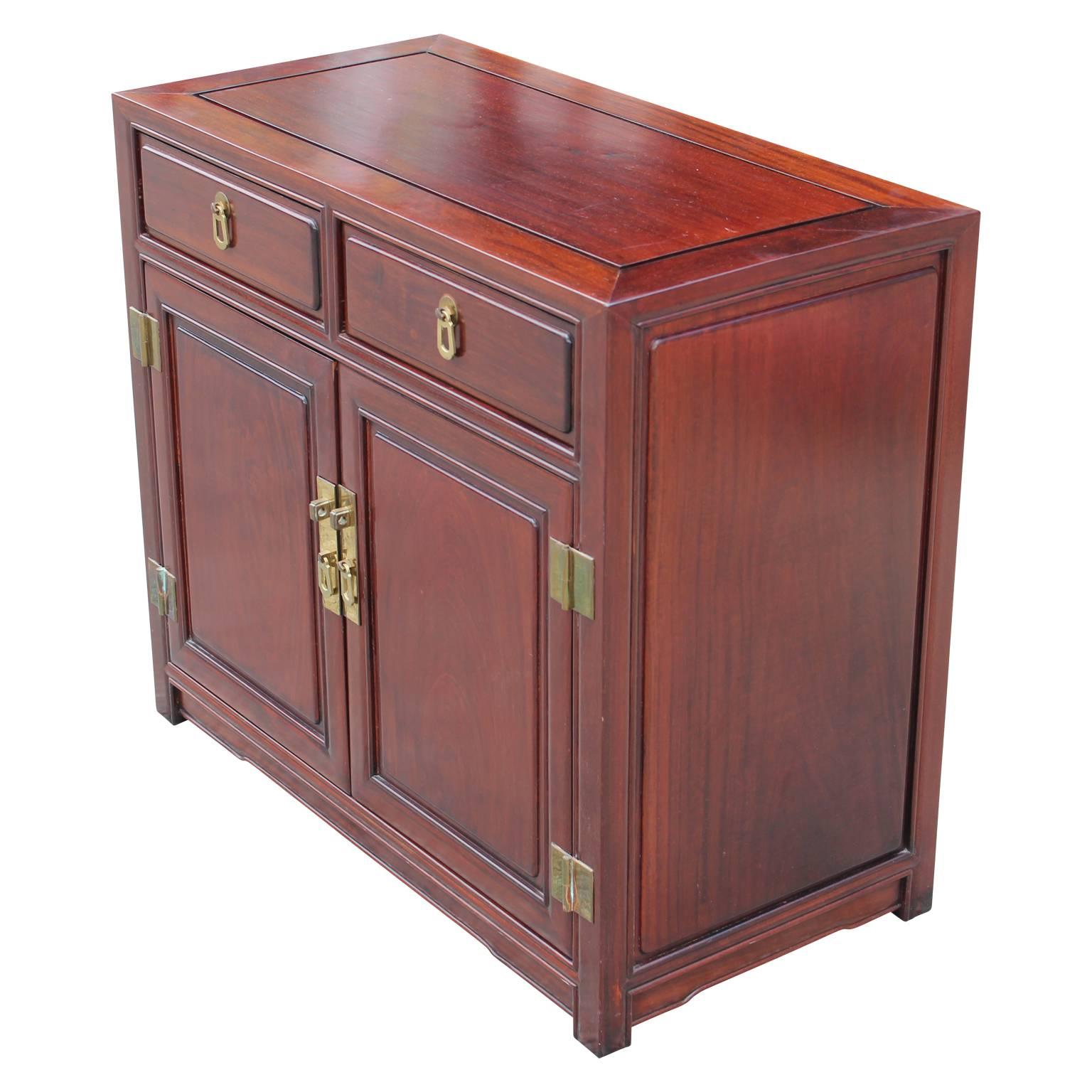 Mid-Century Modern Modern Small Mahogany Cabinet / Chest with Brass Hardware Henredon Style