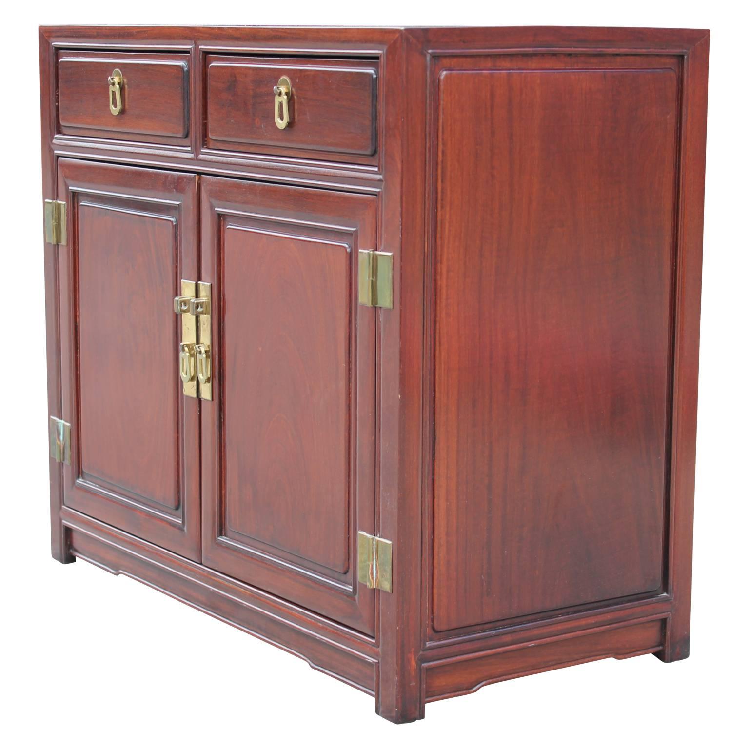 American Modern Small Mahogany Cabinet / Chest with Brass Hardware Henredon Style