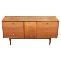 Modern Kipp Stewart for Drexel Ten-Drawer Walnut Dresser with Brass Pulls