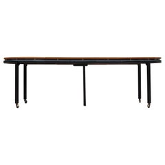 Modern Michael Taylor for Baker Walnut Three-Leaf Two-Tone Oval Dining Table