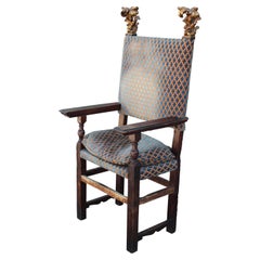 17th 18th Century Spanish / Italian Gilt Throne Chair with Gold Painted Finials