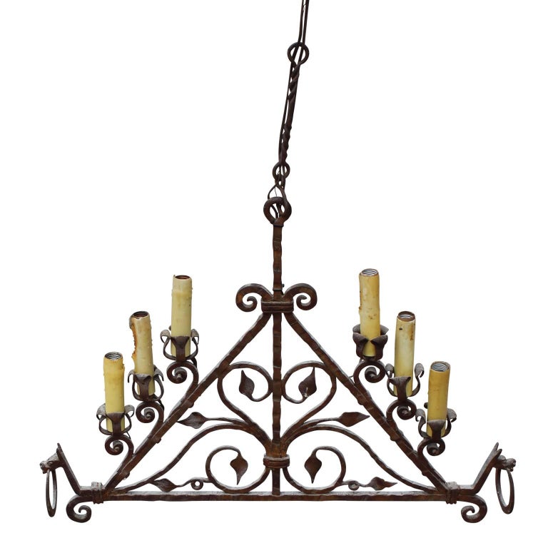 19th Century Wrought Iron Horse Hanging Chandelier or Candelabra at 1stDibs