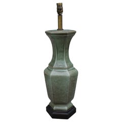 Pair of Frederick Cooper Green Glazed Ceramic Vase Table Lamps
