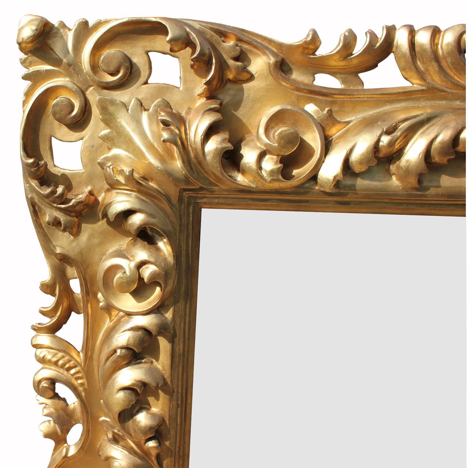 18th or 19th Century Ornate French Gold Giltwood Carved Mirror 1