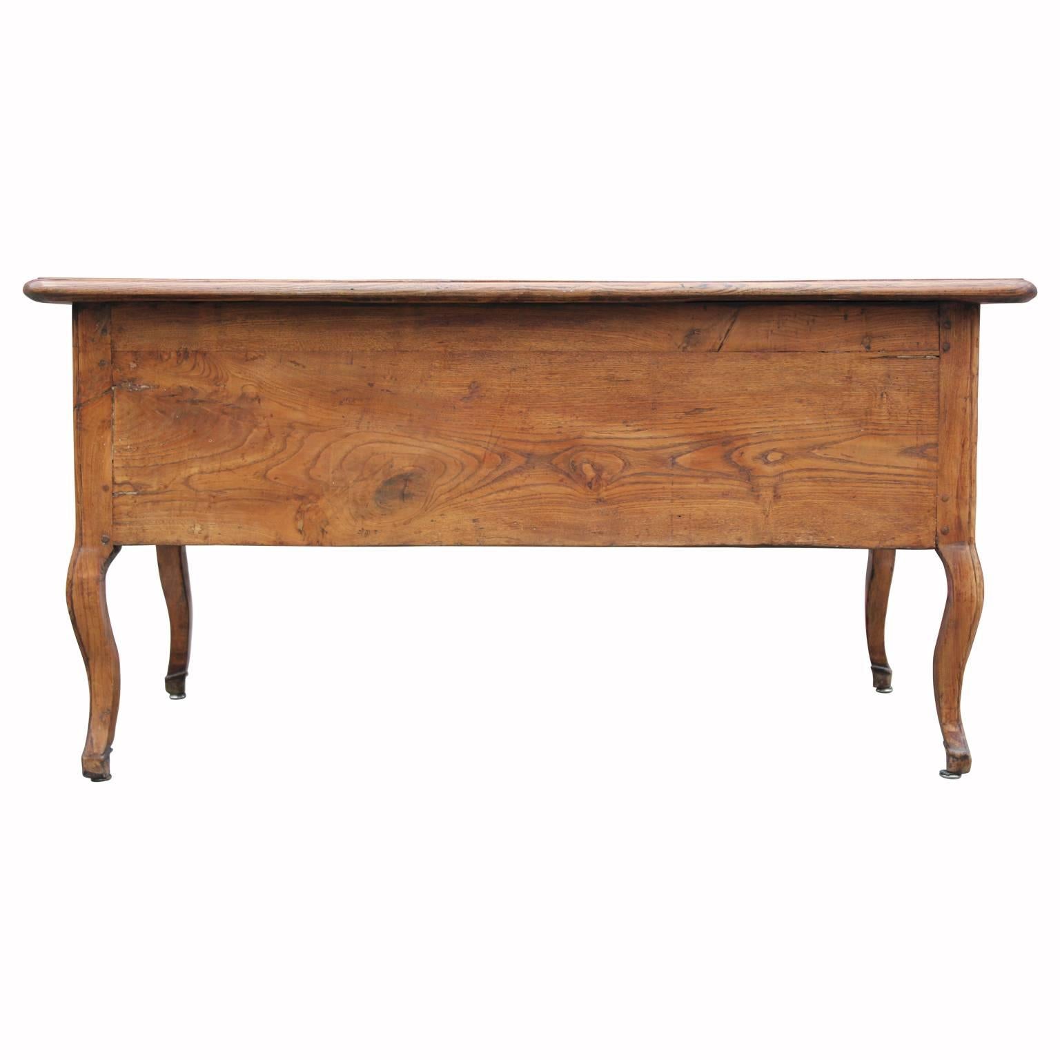 Fruitwood 18th Century Louis XV Leather Top French Desk with Carved Detailing