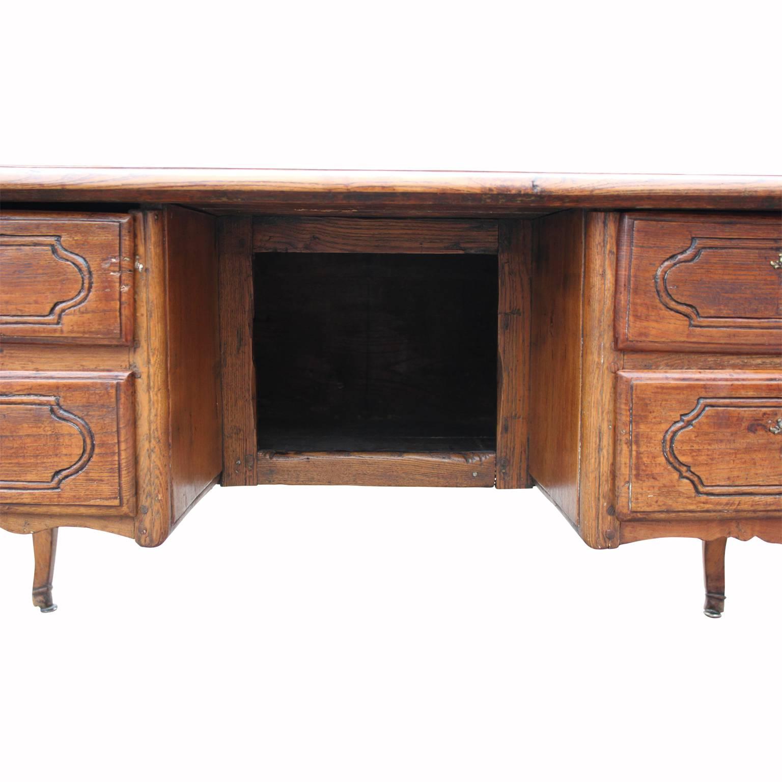 18th Century and Earlier 18th Century Louis XV Leather Top French Desk with Carved Detailing