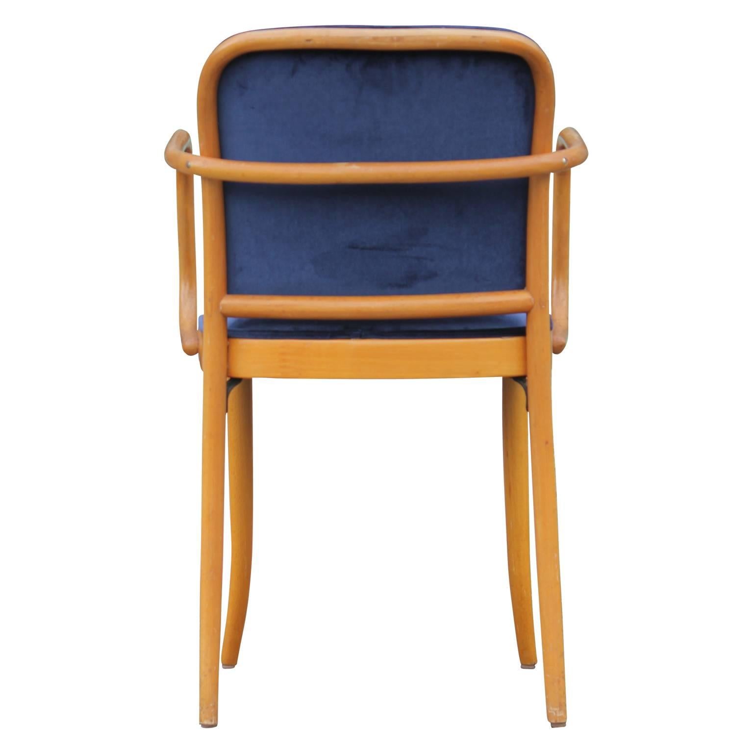 Set of Ten Modern Josef Hoffmann Thonet No 811 Blue Velvet Dining Chairs 4