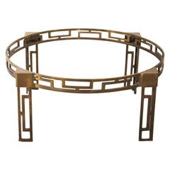 Modern Mastercraft Style Round Greek Key Brass Coffee Table Base