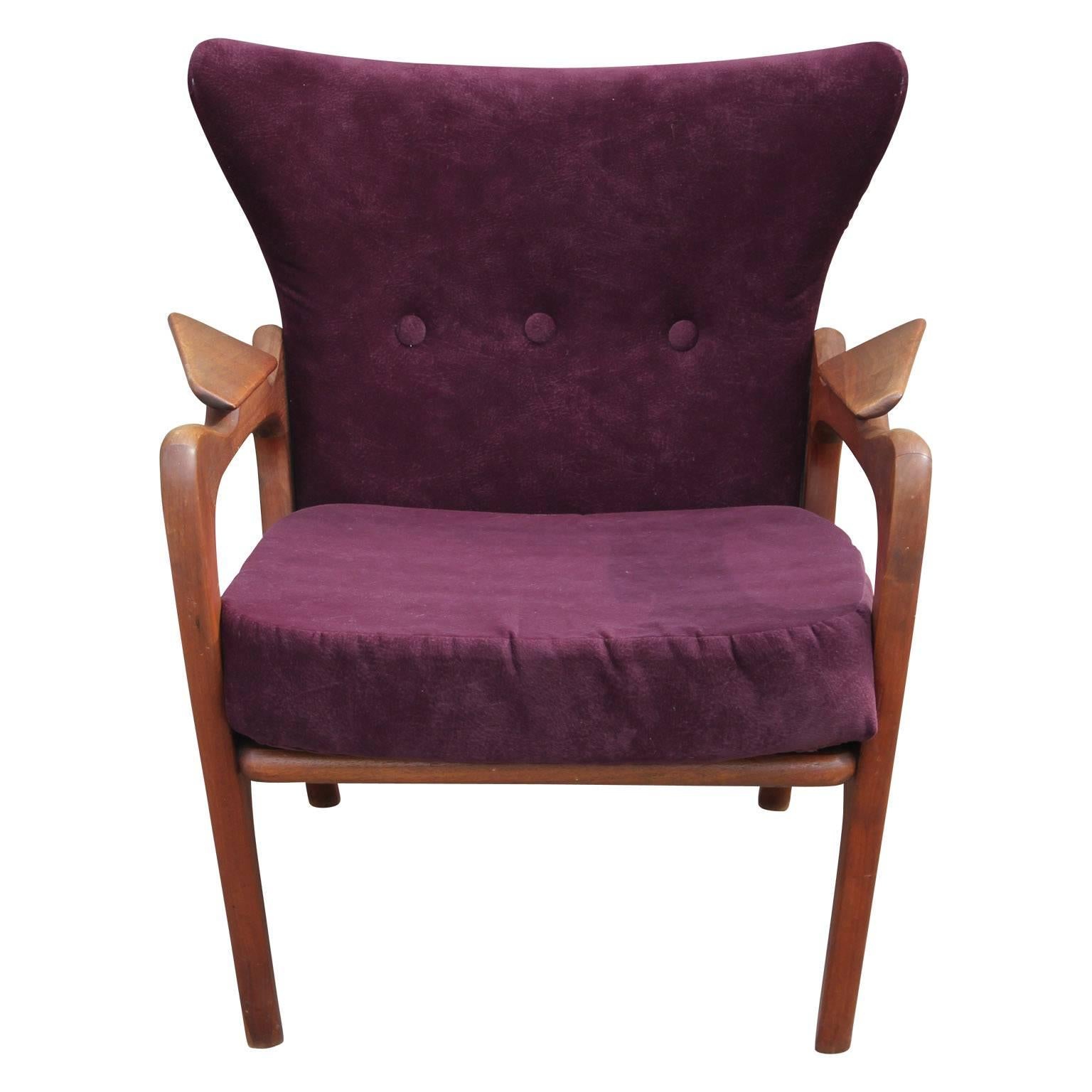 Mid-Century Modern Modern Sculptural Adrian Pearsall Wingback Walnut Lounge Chair