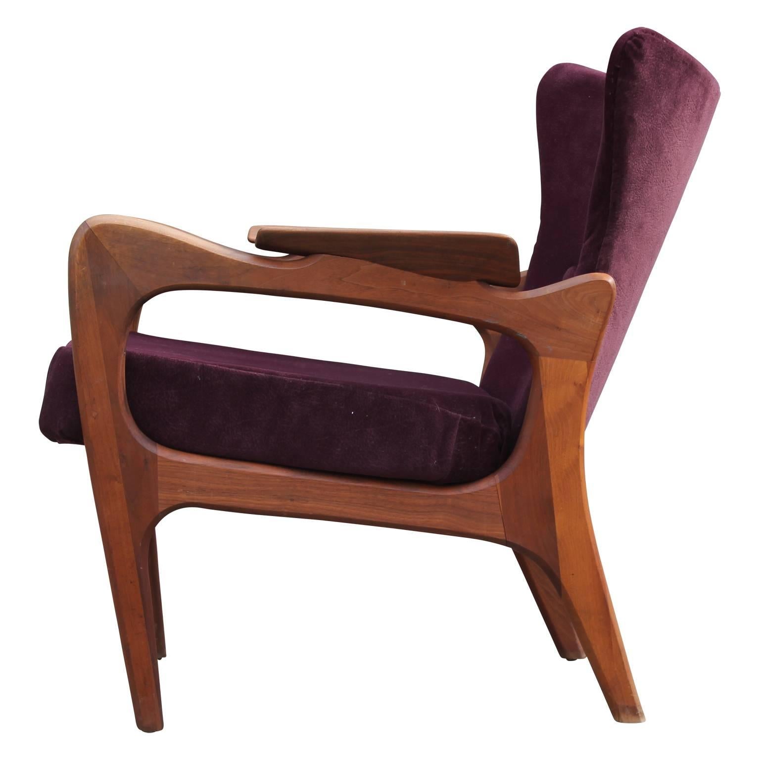 Modern Sculptural Adrian Pearsall Wingback Walnut Lounge Chair In Good Condition In Houston, TX