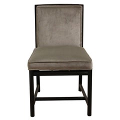 Pair of Modern Michael Taylor for Baker Armless Ebony Grey Velvet Side Chairs