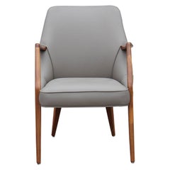 Chaise moderne Bertha Schaefer & Gio Ponti pour Singer and Sons en noyer et cuir