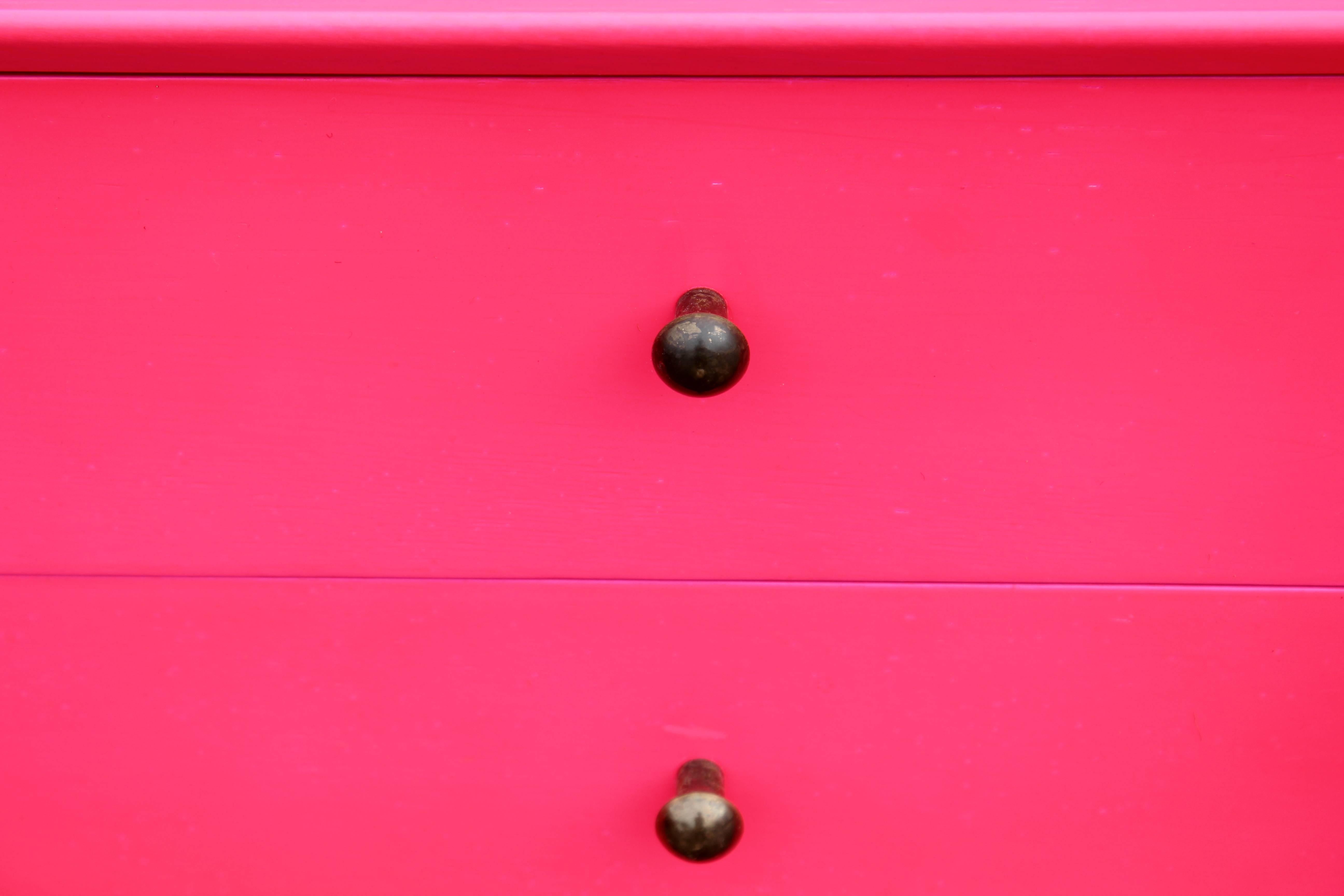 Mid-Century Modern Modern Four-Drawer Bright Pink Waxed Finish G Plan Chest of Drawers