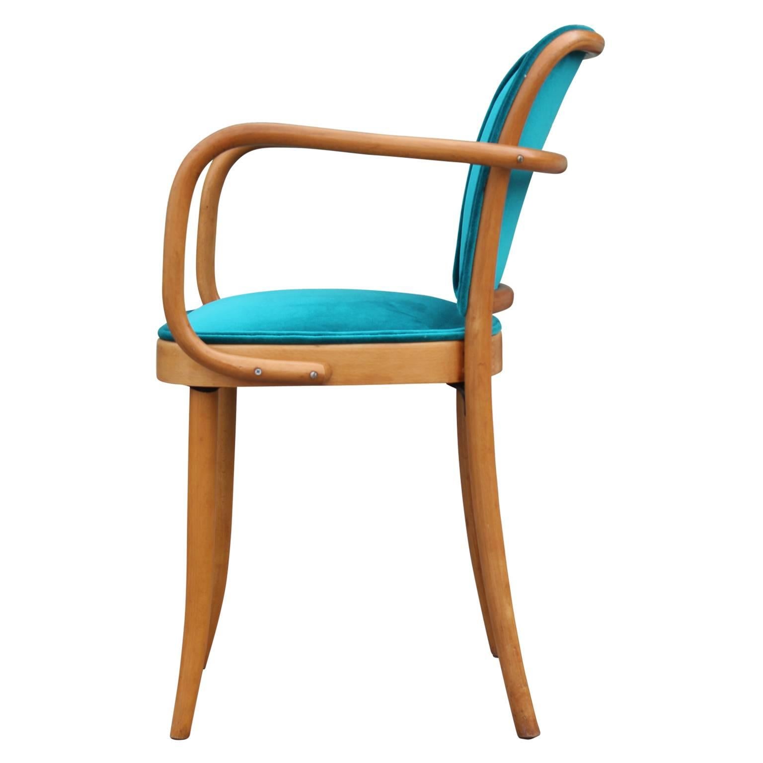Modern Josef Hoffmann Thonet No 811 Turquoise Velvet Dining Chair 2