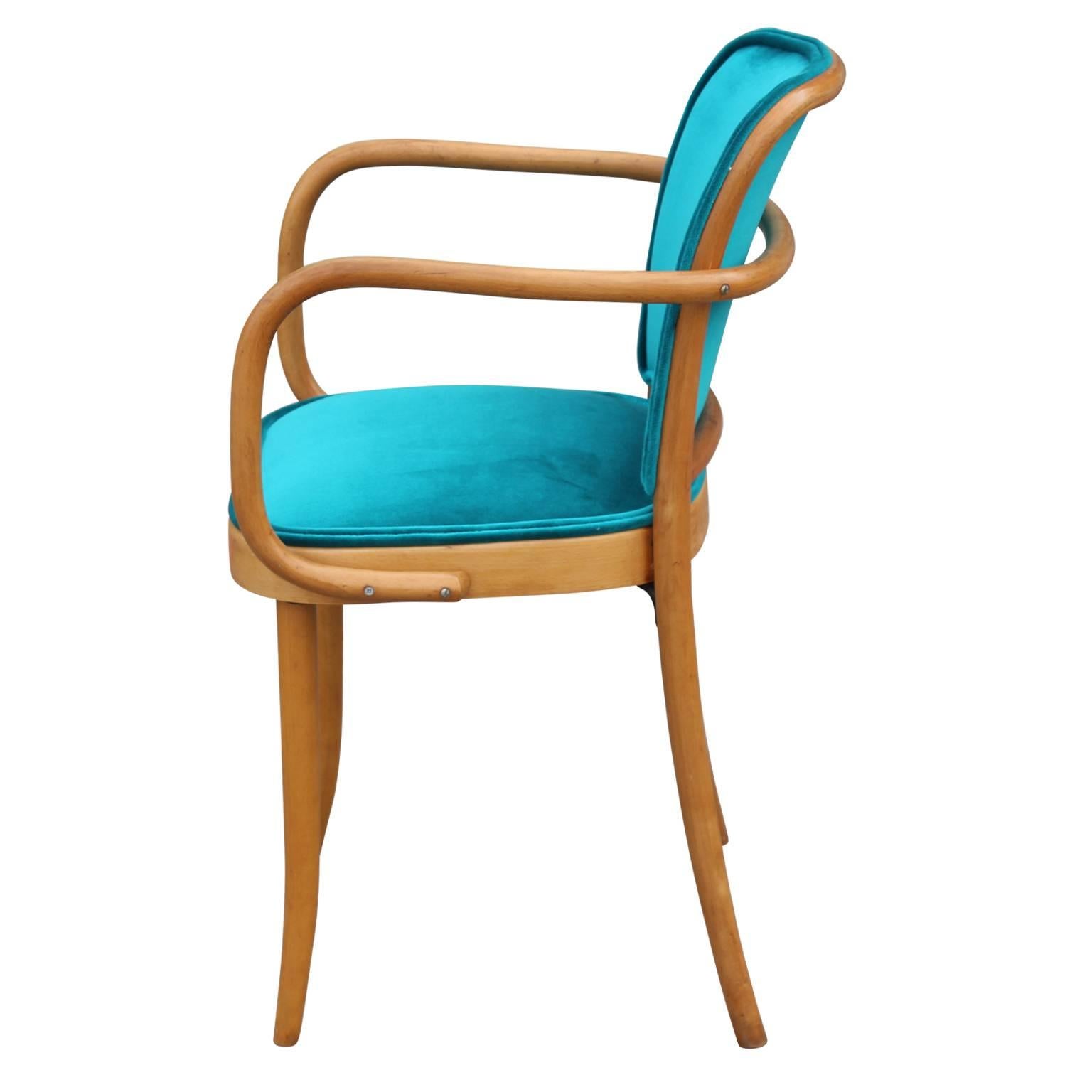 Modern Josef Hoffmann Thonet No 811 Turquoise Velvet Dining Chair 3