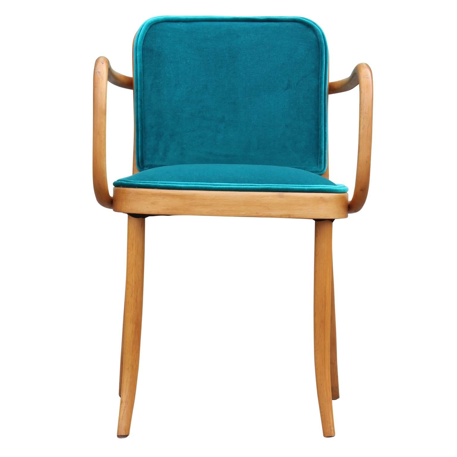 Mid-20th Century Modern Josef Hoffmann Thonet No 811 Turquoise Velvet Dining Chair