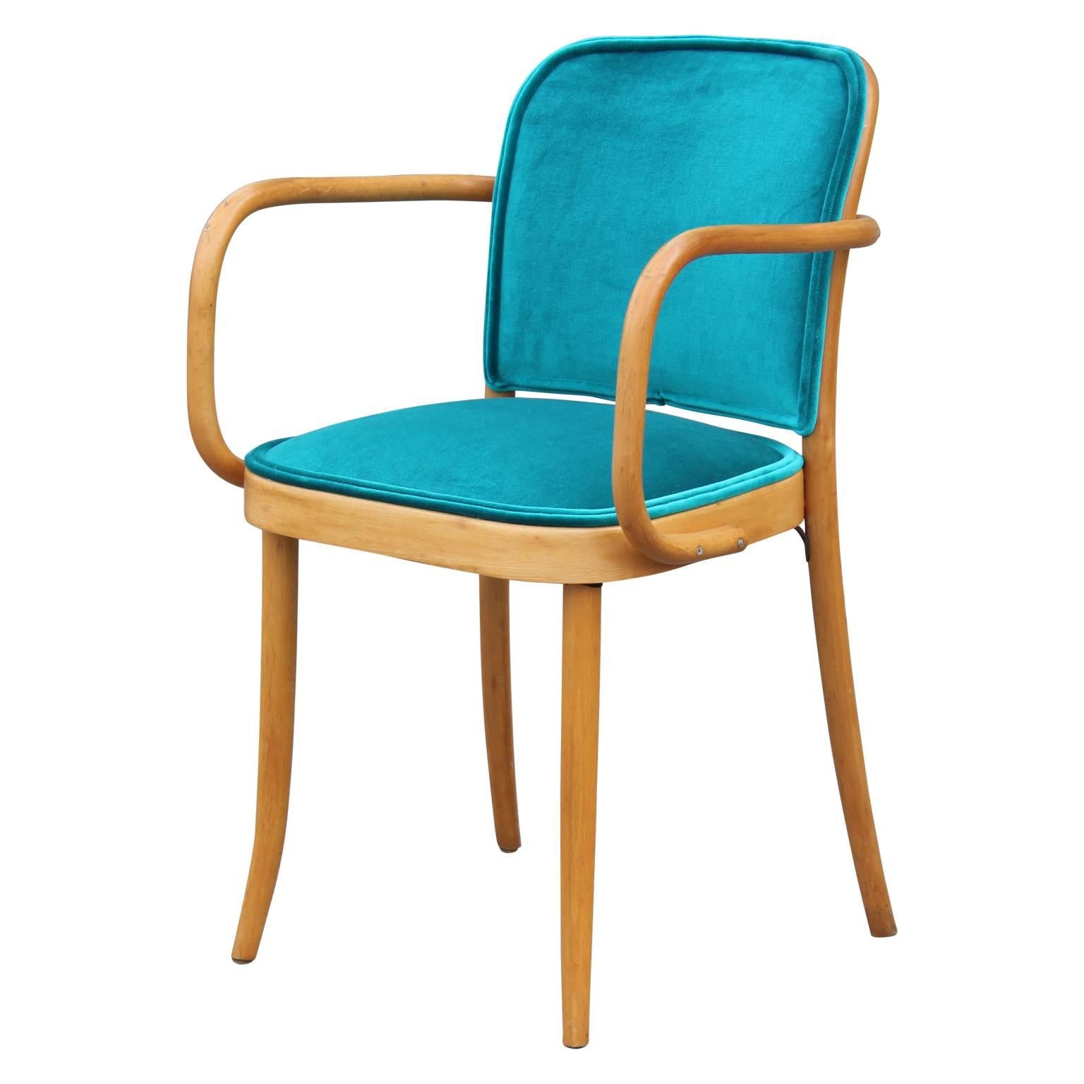 Modern Josef Hoffmann Thonet No 811 Turquoise Velvet Dining Chair 1