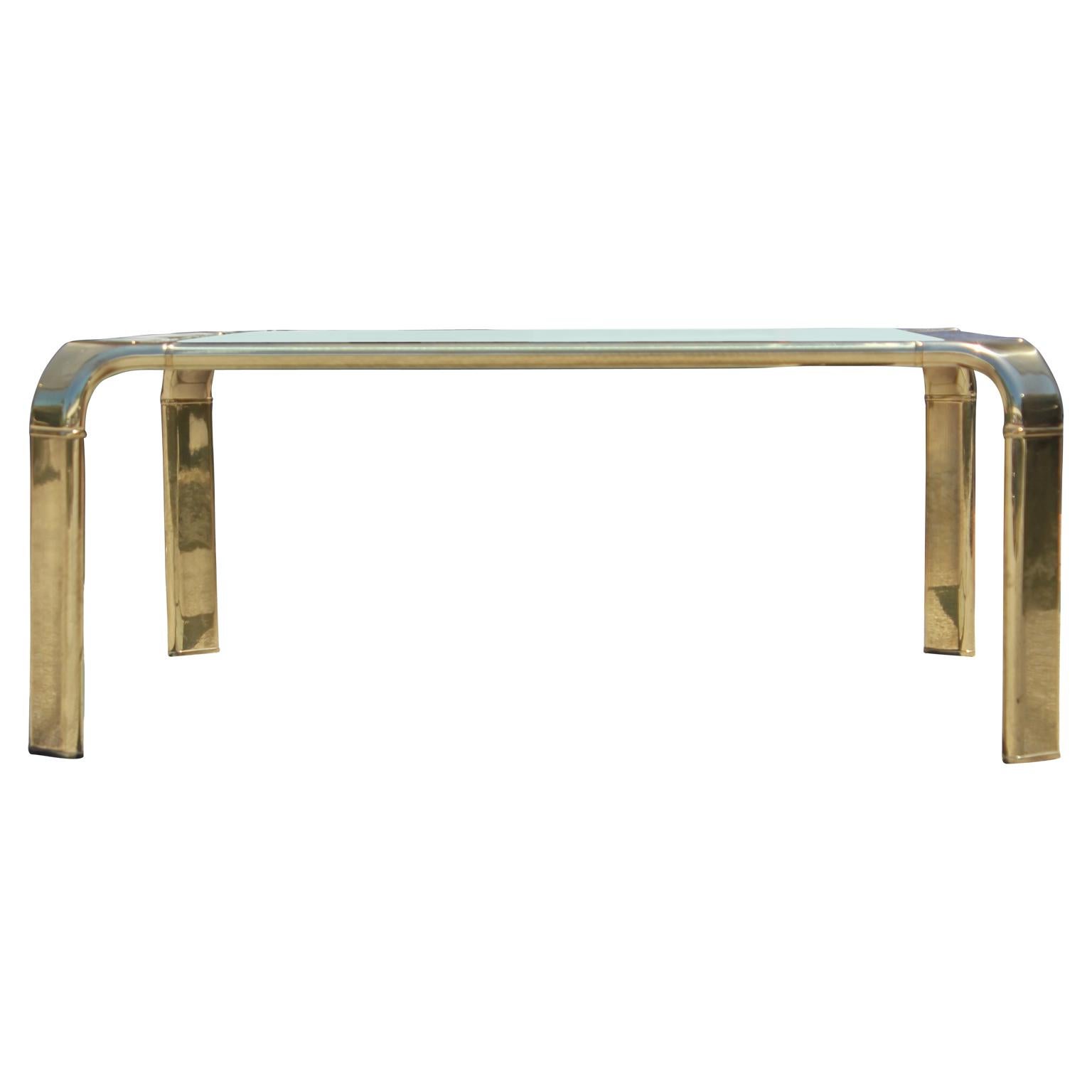 Late 20th Century Modern Brass and Glass John Widdicomb Waterfall Square Coffee Table